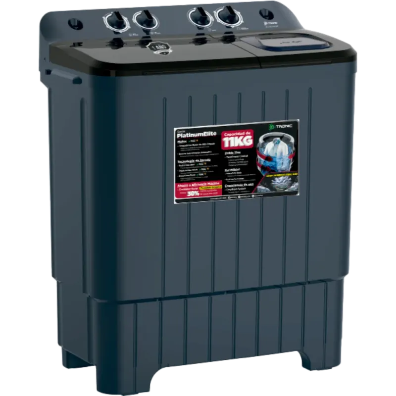 LAVADORA SEMIAUTOMÁTICA GTRONIC PLATINUM ELITE 11KG DOBLE TINA BLACK