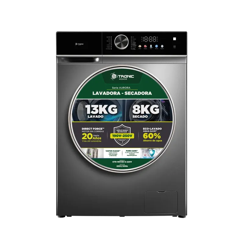 LAVADORA-SECADORA GTRONIC AURORA 13/8 KG CARGA FRONTAL 220V GRIS