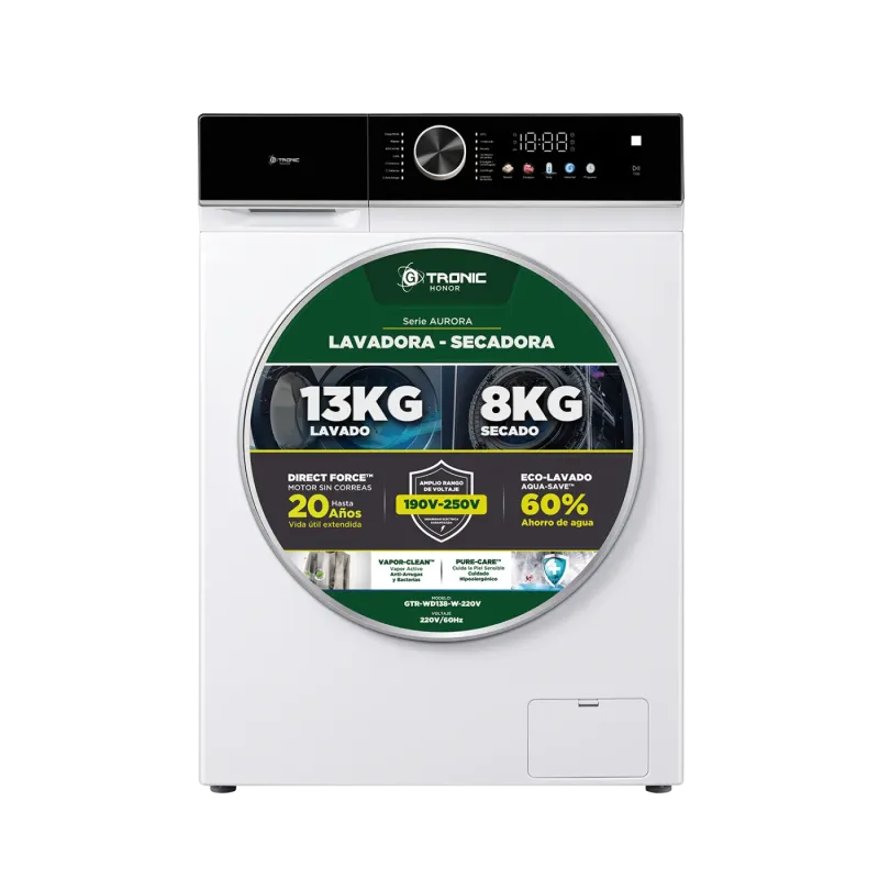 LAVADORA-SECADORA GTRONIC AURORA 13/8 KG CARGA FRONTAL 220V BLANCO